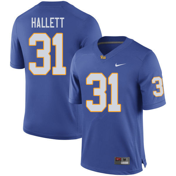 Men #31 Erick Hallett Pittsburgh Panthers College Football Jerseys Sale-Royal